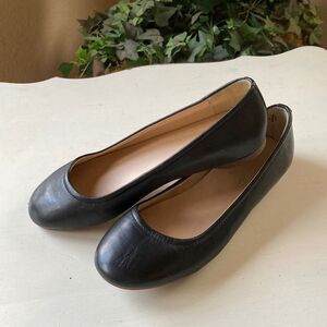 Lands End Black Leather Ballet Flats Size 6